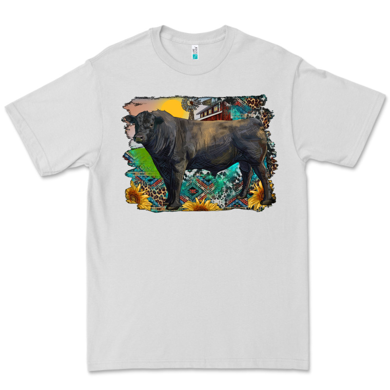 Black Angus Bull With Aztec And Farm Background Premium Tee by RanaPortraitStore | Teevron