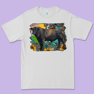 Black Angus Bull With Aztec And Farm Background Premium Tee Designed By Ranaportraitstore