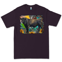 Plum black angus bull with aztec and farm background Premium Tee - RanaPortraitStore