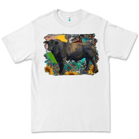 White black angus bull with aztec and farm background Premium Tee - RanaPortraitStore