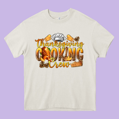 Thanksgiving Cooking Crew Heavy Core Tee Designed By Texasbilliewilder