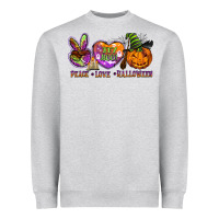 Heather Grey peace love halloween Heavyweight Sweatshirt - BarkalooDesign