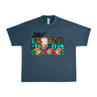 Midnight Navy Inked Mama Flowers Cow Urban Heavy Tee - CowCowDesign