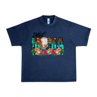 Navy Inked Mama Flowers Cow Urban Heavy Tee - CowCowDesign