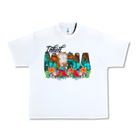 White Inked Mama Flowers Cow Urban Heavy Tee - CowCowDesign