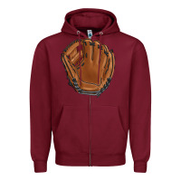 Burgundy baseball glove Zipper Hoodie - BarkalooDesign