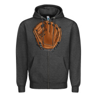 Charcoal Heather baseball glove Zipper Hoodie - BarkalooDesign