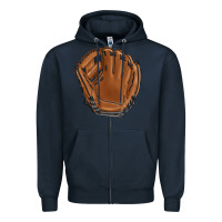 Navy baseball glove Zipper Hoodie - BarkalooDesign
