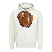 Oatmeal Heather baseball glove Zipper Hoodie - BarkalooDesign