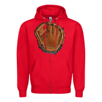 Red baseball glove Zipper Hoodie - BarkalooDesign