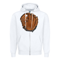 White baseball glove Zipper Hoodie - BarkalooDesign