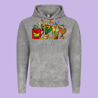 Mexico Coffee Cups With Cactus Sombrero And Maraca Vintage Hoodie Designed By Fadigitalartstudio