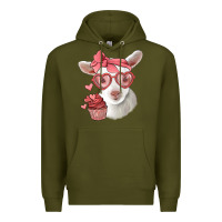 Army Green cute baby lamb valentines day Premium Hoodie - Jasminsmagicworld