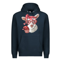 Navy cute baby lamb valentines day Premium Hoodie - Jasminsmagicworld