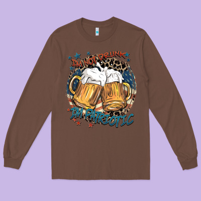 I'm Not Drunk I'm Patriotic Long Sleeve Tee Designed By Fadigitalartstudio