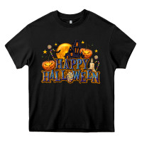 Black Happy Halloween Heavy Core Tee - texasbilliewilder