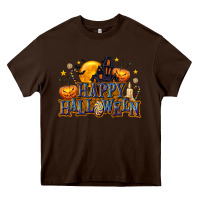 Chocolate Brown Happy Halloween Heavy Core Tee - texasbilliewilder