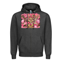 Charcoal Heather pink camouflage bunny background Zipper Hoodie - BarkalooDesign