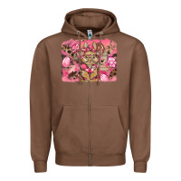 Chestnut pink camouflage bunny background Zipper Hoodie - BarkalooDesign