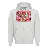 Dove Grey pink camouflage bunny background Zipper Hoodie - BarkalooDesign