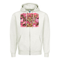 Oatmeal Heather pink camouflage bunny background Zipper Hoodie - BarkalooDesign