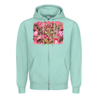 Seafoam pink camouflage bunny background Zipper Hoodie - BarkalooDesign