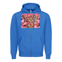 True Royal pink camouflage bunny background Zipper Hoodie - BarkalooDesign