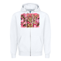 White pink camouflage bunny background Zipper Hoodie - BarkalooDesign