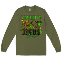 Army Green St. Patrick's knows Jesus arose Long Sleeve Tee - FaDigitalArtStudio