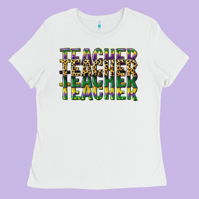 Teacher Mardi Gras Ladies Tee Designed By Cowgirlartshop