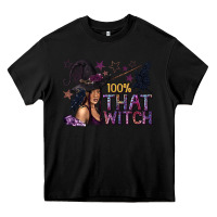 Black 100% That Witch Black Afro Witch Heavy Core Tee - texasbilliewilder