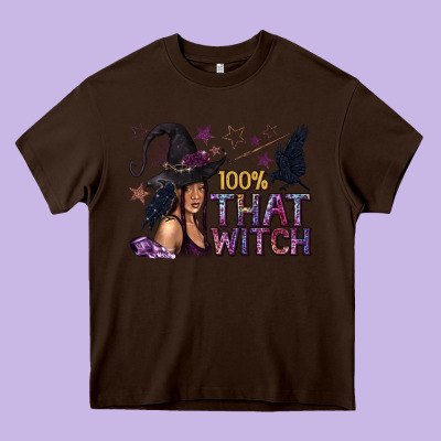 100% That Witch Black Afro Witch Heavy Core Tee Designed By Texasbilliewilder