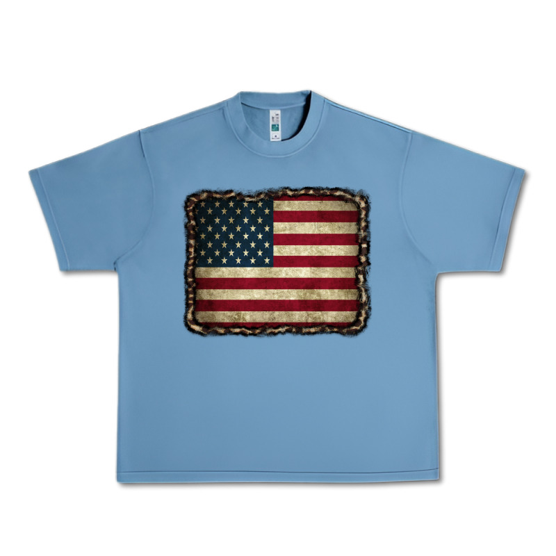 American Flag With Leopard Frame Urban Heavy Tee by CowCowDesign | Teevron