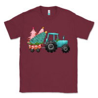 Burgundy Christmas tree tractor Classic Tee - CowGirlArtShop