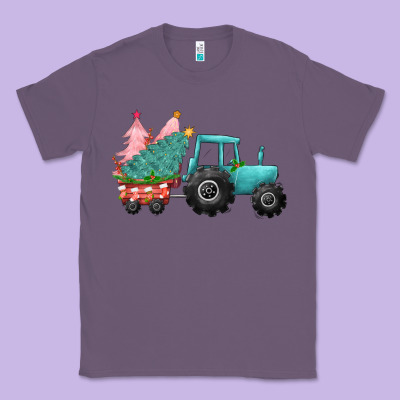 Christmas Tree Tractor Classic Tee Designed By Cowgirlartshop