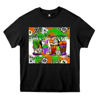 Black Halloween Coffee Cups Heavy Core Tee - texasbilliewilder