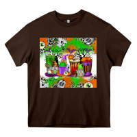 Chocolate Brown Halloween Coffee Cups Heavy Core Tee - texasbilliewilder