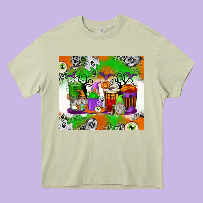 Halloween Coffee Cups Heavy Core Tee Designed By Texasbilliewilder