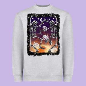 Halloween Dancing Skeletons Stars Heavyweight Sweatshirt Designed By Barkaloodesign