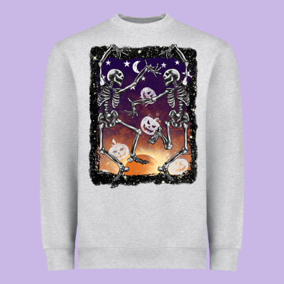 Halloween Dancing Skeletons Stars Heavyweight Sweatshirt Designed By Barkaloodesign