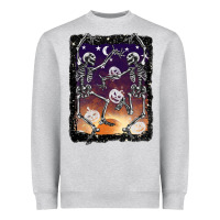 Heather Grey halloween dancing skeletons stars Heavyweight Sweatshirt - BarkalooDesign