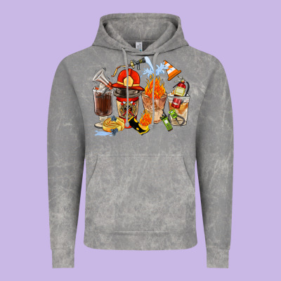 Firefighter Coffee Cups Vintage Hoodie Designed By Fadigitalartstudio