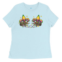 Baby Blue skeleton hands mardi gras Ladies Tee - CowGirlArtShop