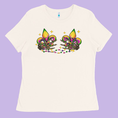 Skeleton Hands Mardi Gras Ladies Tee Designed By Cowgirlartshop