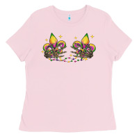 Bubblegum Pink skeleton hands mardi gras Ladies Tee - CowGirlArtShop