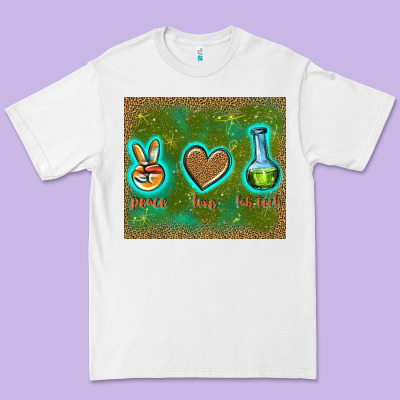 Peace Love Lab Tech Premium Tee Designed By Tumblerdesignbyshophia