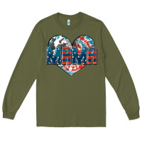 Army Green American Mama heart Long Sleeve Tee - FaDigitalArtStudio