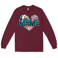 Burgundy American Mama heart Long Sleeve Tee - FaDigitalArtStudio