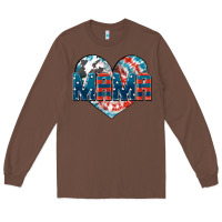 Chestnut American Mama heart Long Sleeve Tee - FaDigitalArtStudio