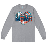 Heather Grey American Mama heart Long Sleeve Tee - FaDigitalArtStudio